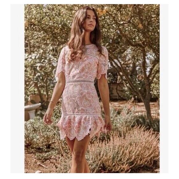 Saylor X Revolve Nikki Mini Dress Size Small Lace Crochet Cocktail Wedding - Picture 2 of 14